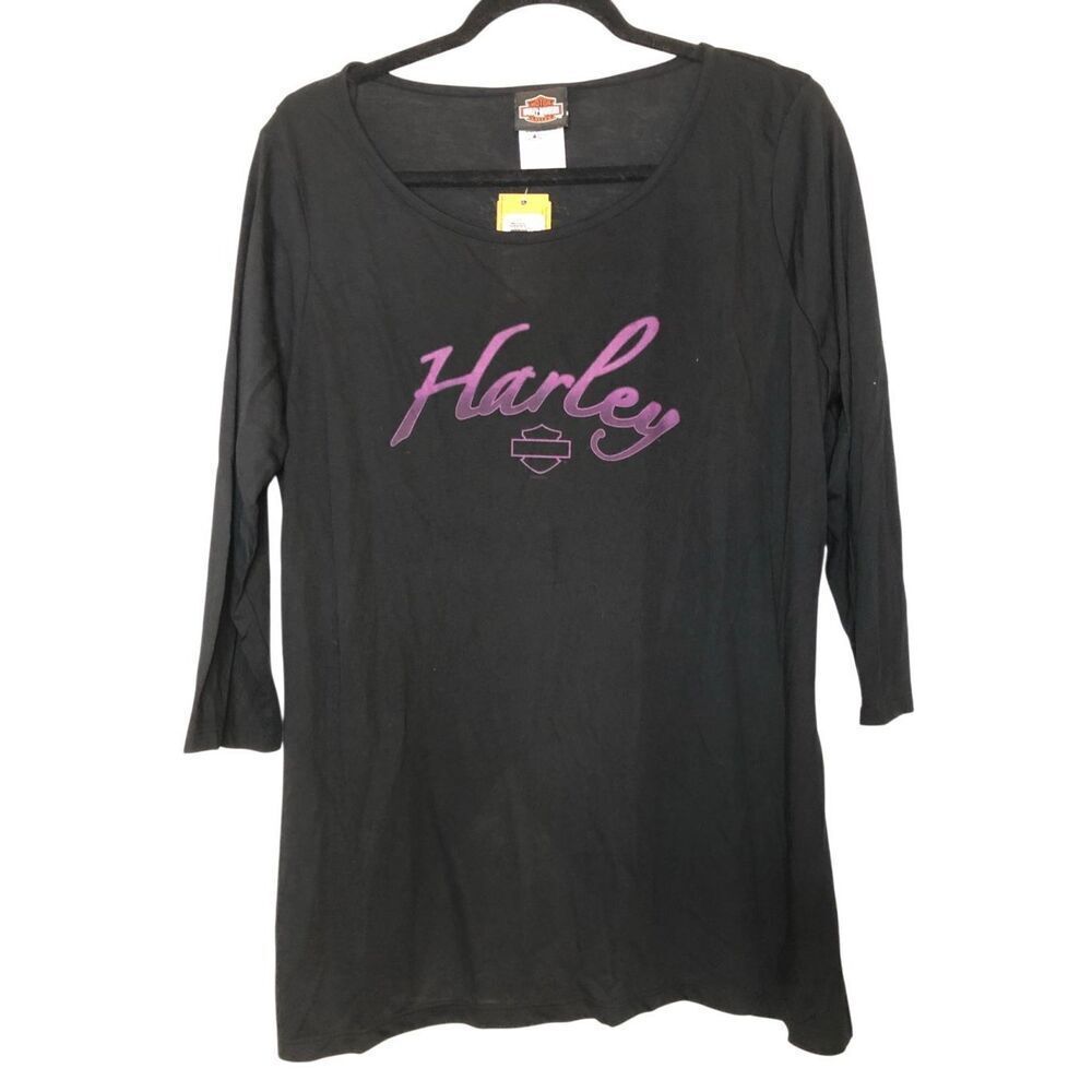 <Rare>NWT Harley Davidson Honolulu Blinding Light T-shirt 2XL cross back 3/4 sle